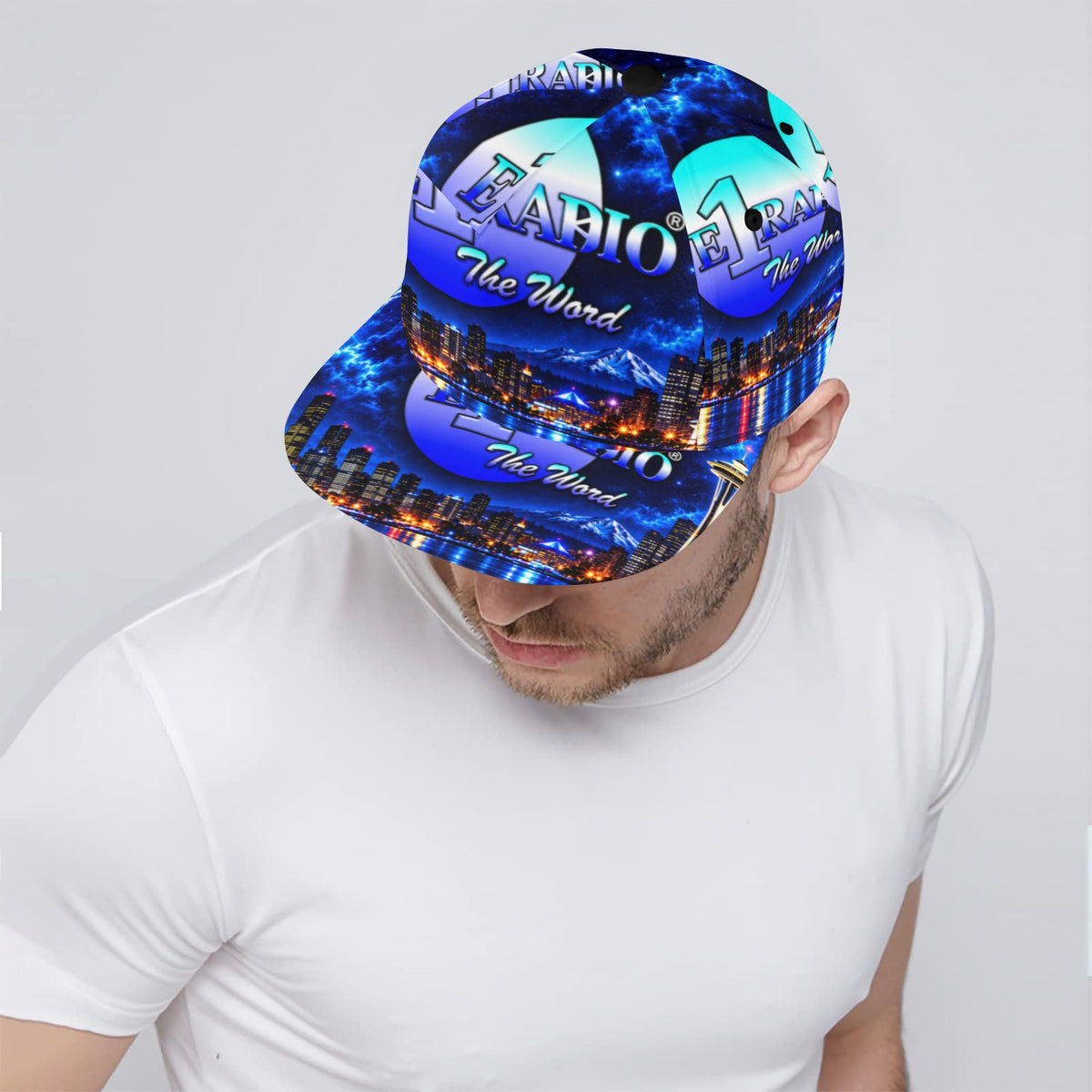 E1Radio_ArtsAdd_Brim_1206x954 All Over Print Snapback Hat