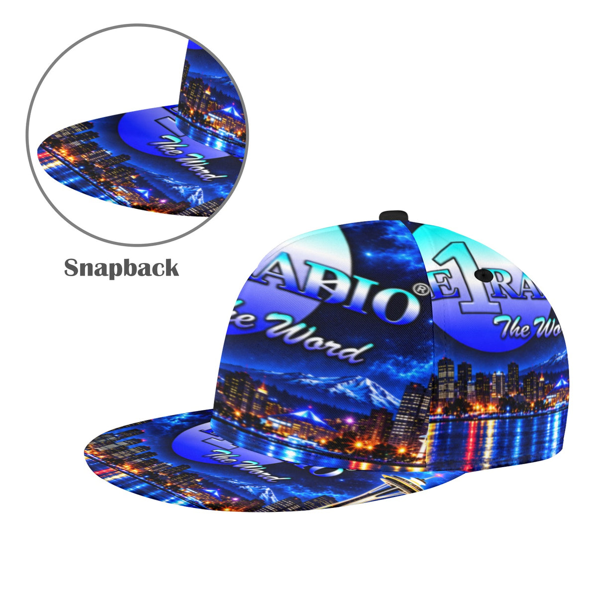 E1Radio_ArtsAdd_Brim_1206x954 All Over Print Snapback Hat